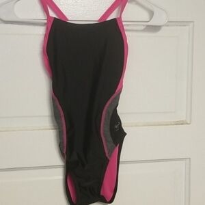 Speedo Black and Pink One Piece Swimsuit